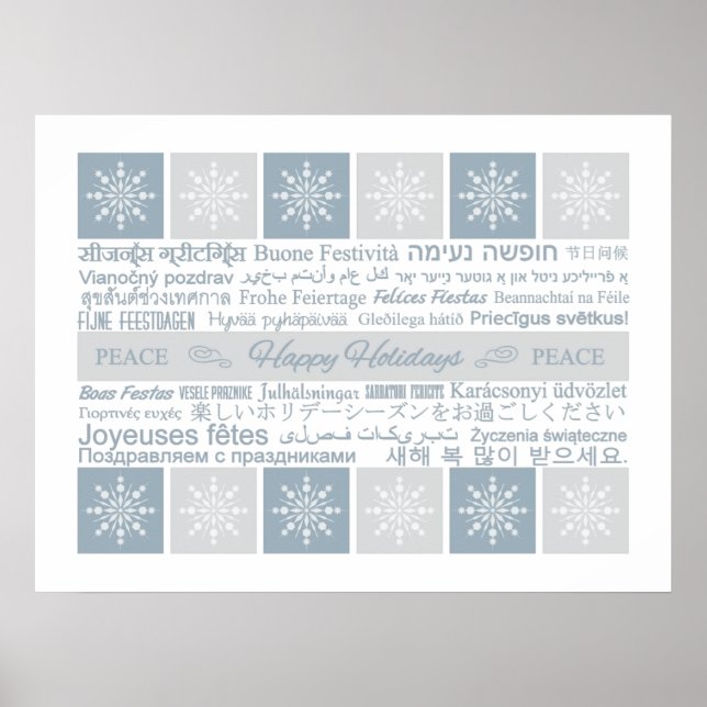 Multilingual Happy Holidays poster (Front)