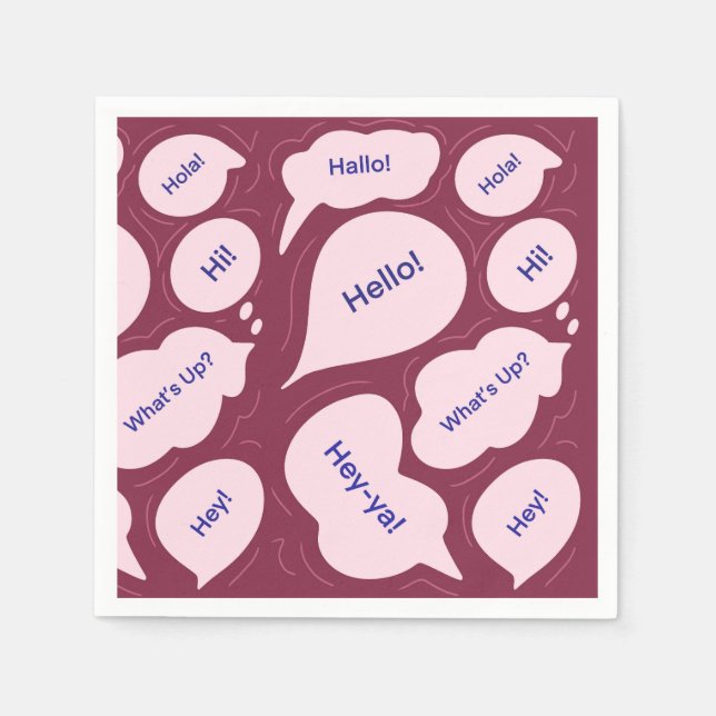 Multilingual Hello Speech Bubbles Pattern Napkin (Front)