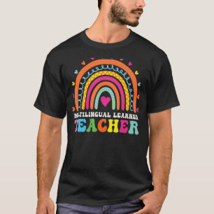Multilingual Learner Teacher Leopard Rainbow Multi T-Shirt