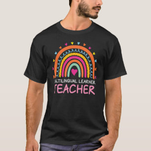Multilingual Learner Teacher Leopard Rainbow Multi T-Shirt