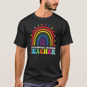Multilingual Learner Teacher Leopard Rainbow Multi T-Shirt