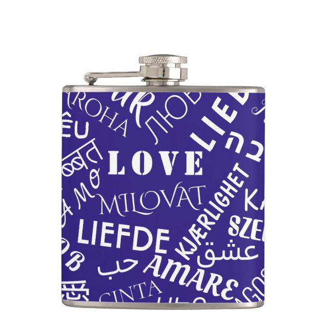 Multilingual Love Text Flask - Choose Colours (Front)