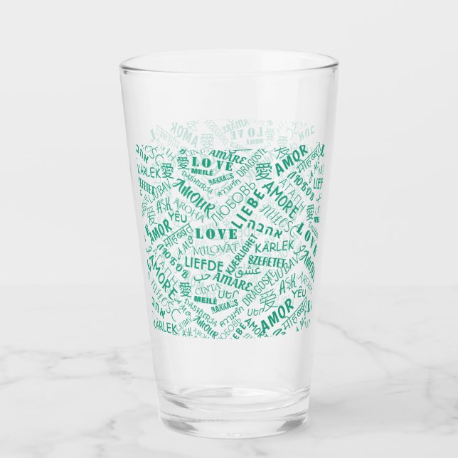 Multilingual Love Text Glass - Choose Colours (Front)