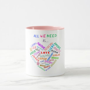Multilingual Love Text Heart Coffee Mugs Gift