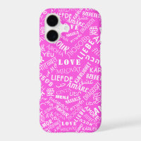 Multilingual Love Text Pink iPhone Case Your Colou