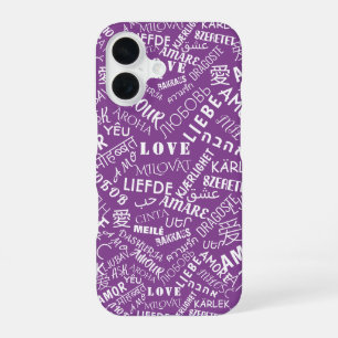 Multilingual Love Text Purple iPhone Case