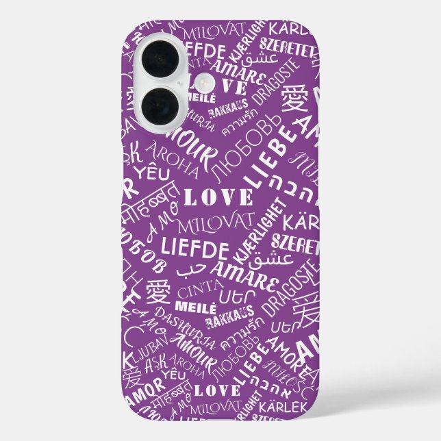 Multilingual Love Text Purple iPhone Case (Back)