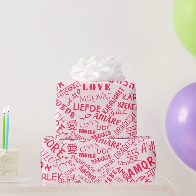 Multilingual Love Text Wrapping Paper Custom Colou (Party Gifts)