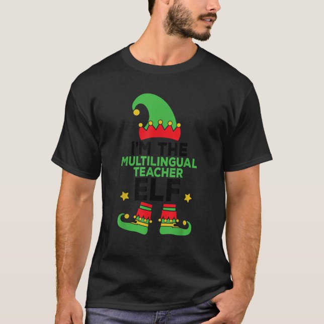 Multilingual Teacher Elf Family Holiday Matching C T-Shirt (Front)