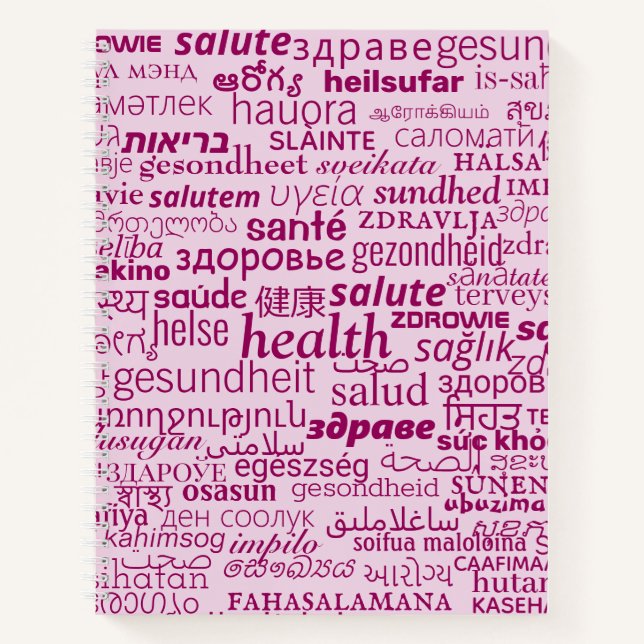 Multilingual Text Health Notebook - Choose Colours (Front)