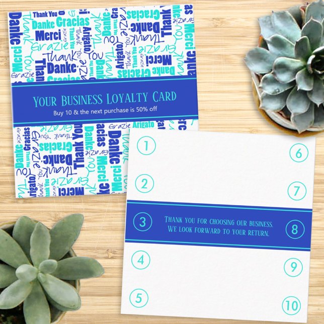 Multilingual Thank You Business Loyalty Punch Square Business Card (Creator Uploaded)