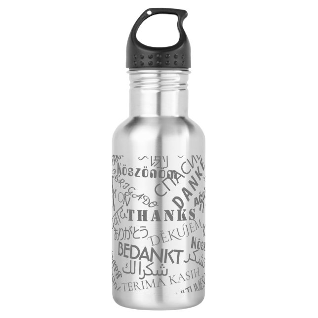 Multilingual Thank You Text Water Bottle Your Gift (Front)