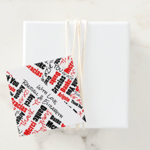 Multilingual Thank You Typography Red Black Favour Tags