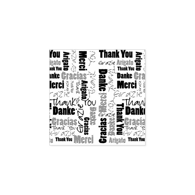 Multilingual Thank You Typography Word Cloud Rubber Stamp (Imprint)