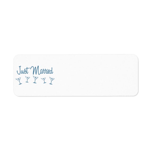 MultiMartini-JustMarried-Blue Return Address Label (Front)