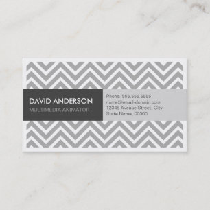 Multimedia Animator - Modern Grey Chevron Business Card