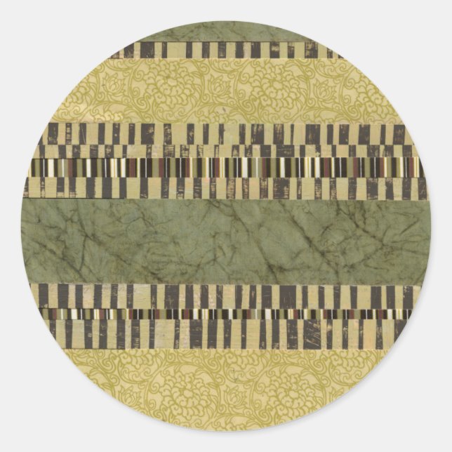 Multipatterned Panel Painting Classic Round Sticker (Front)