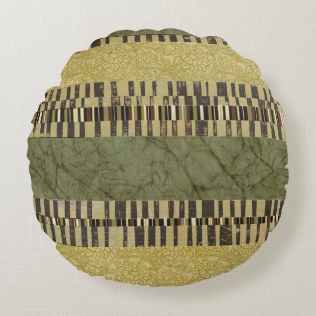 Multipatterned Panel Painting Round Cushion (Front)