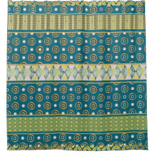 Multipatterned Teal, Lemon and Lime Shower Curtain