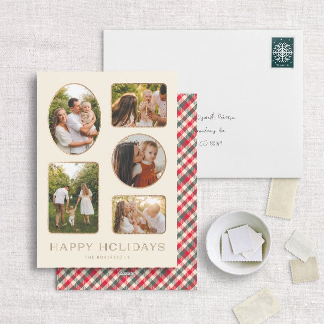 Multiphoto Classic Gold Frame Holiday Photo Card (Creator Uploaded)