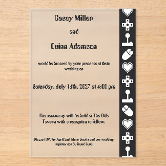 Multiplayer Mode in Black Acrylic Wedding Invitations