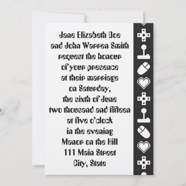 Multiplayer Mode in Black Wedding Invitation (Front)