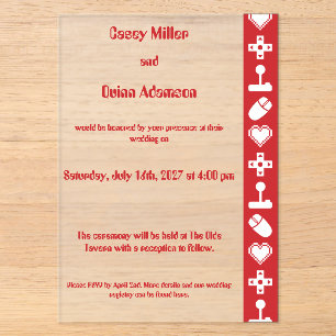 Multiplayer Mode in Cherry Acrylic Wedding  Invitations