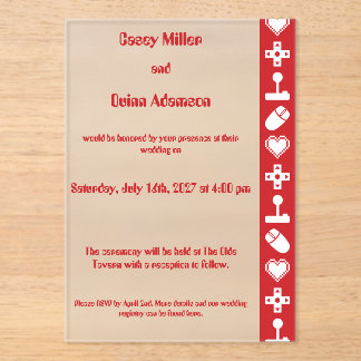 Multiplayer Mode in Cherry Acrylic Wedding Invitations