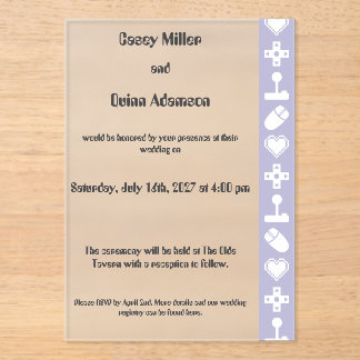 Multiplayer Mode in Lavender Acrylic Wedding Invitations