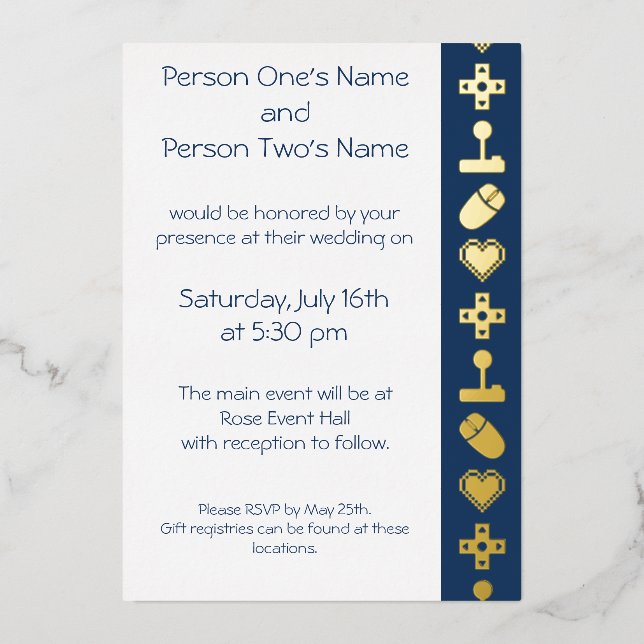 Multiplayer Mode in Navy Foil Invitation (Front)