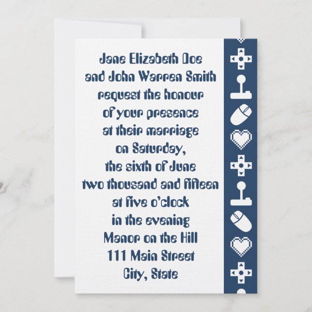 Multiplayer Mode in Navy Wedding Invitation (Front)