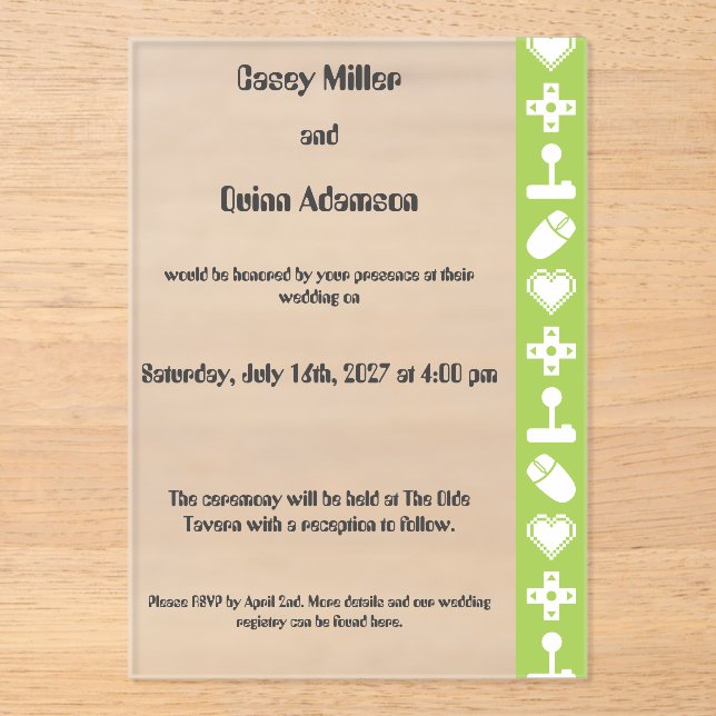 Multiplayer Mode in Peridot Acrylic Wedding  Invitations (Front)