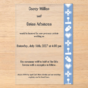 Multiplayer Mode in Periwinkle Acrylic Wedding Invitations