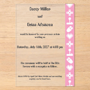Multiplayer Mode in Petal Pink Acrylic Wedding  Invitations