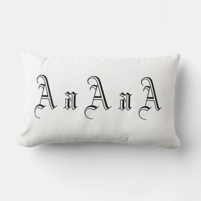 Multiple A Monogram in Black and White Lumbar Cushion (Front)