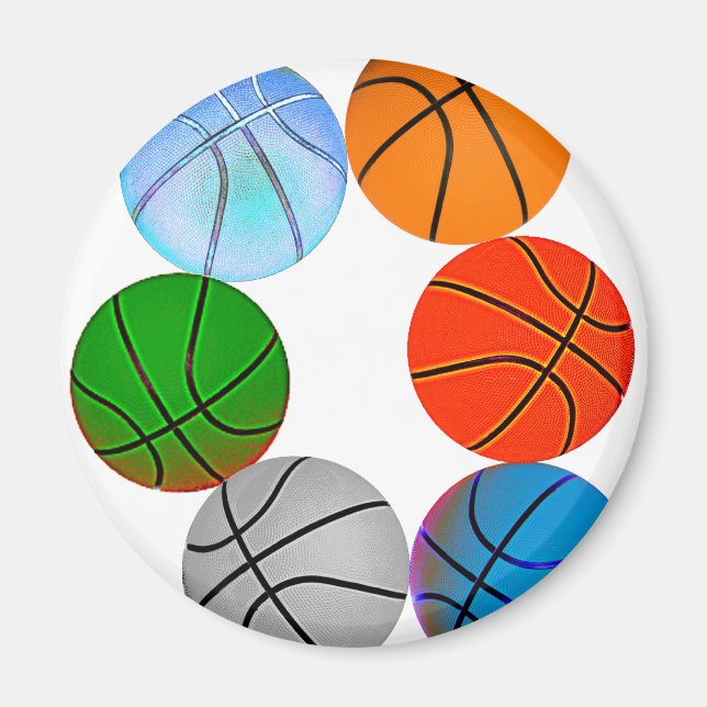 Multiple Basketballs Magnet (Front)