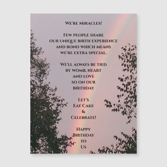 Multiple Birth Birthday Magnetic Greeting Card (Front)