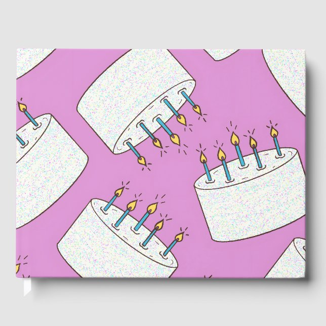 Multiple Birthday Cake Pattern Guestbook (Front)