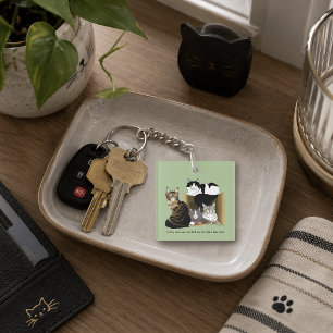 Multiple Cat Households Green Funny Key Ring