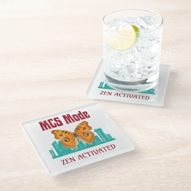Multiple Chemical Sensitivity Awareness MCS Mode Glass Coaster (Angled)