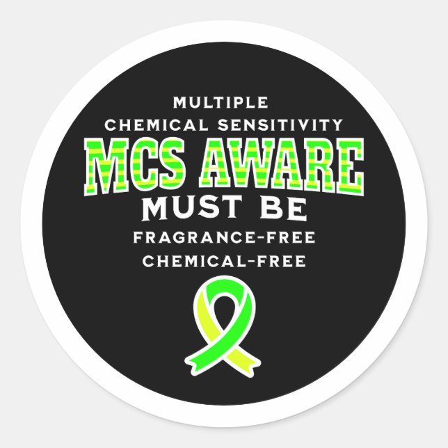Multiple Chemical Sensitivity MCS Awareness  Classic Round Sticker (Front)