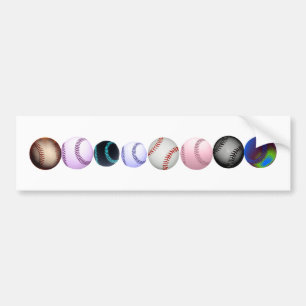 Multiple Coloured And Styles Of Baseballs Bumper Sticker