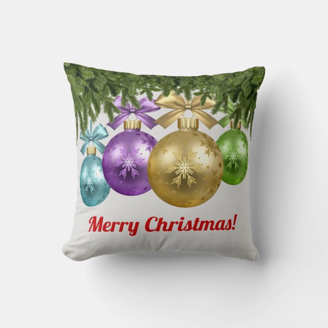 Multiple Colourful Christmas Snowflake Ornaments Cushion (Front)