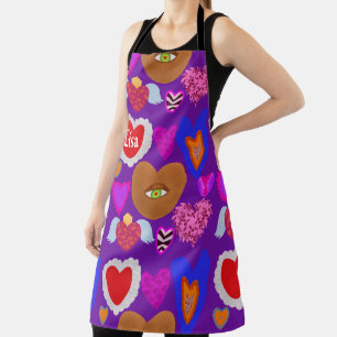 Multiple colourful hearts Valentine Apron