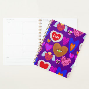 Multiple colourful hearts Valentine Planner