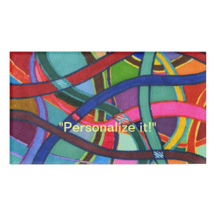 Multiple colours in tangled yarn design name tag