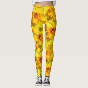 Multiple Daffodils Gold Medal flowers Leggings