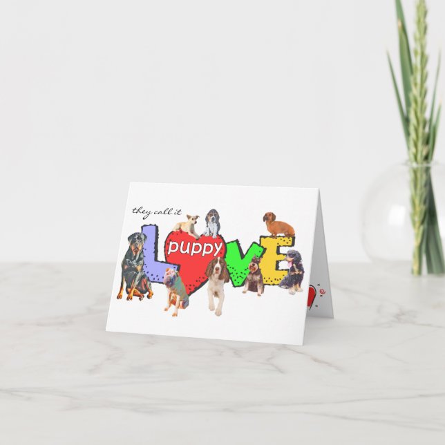 Multiple Dog Breeds Puppy Love Card (Front)