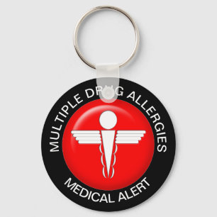 Multiple drug allergies medical alert key ring
