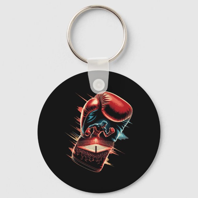 Multiple Exposure Art Boxing Gloves Fighter Boxer  Key Ring (Front)